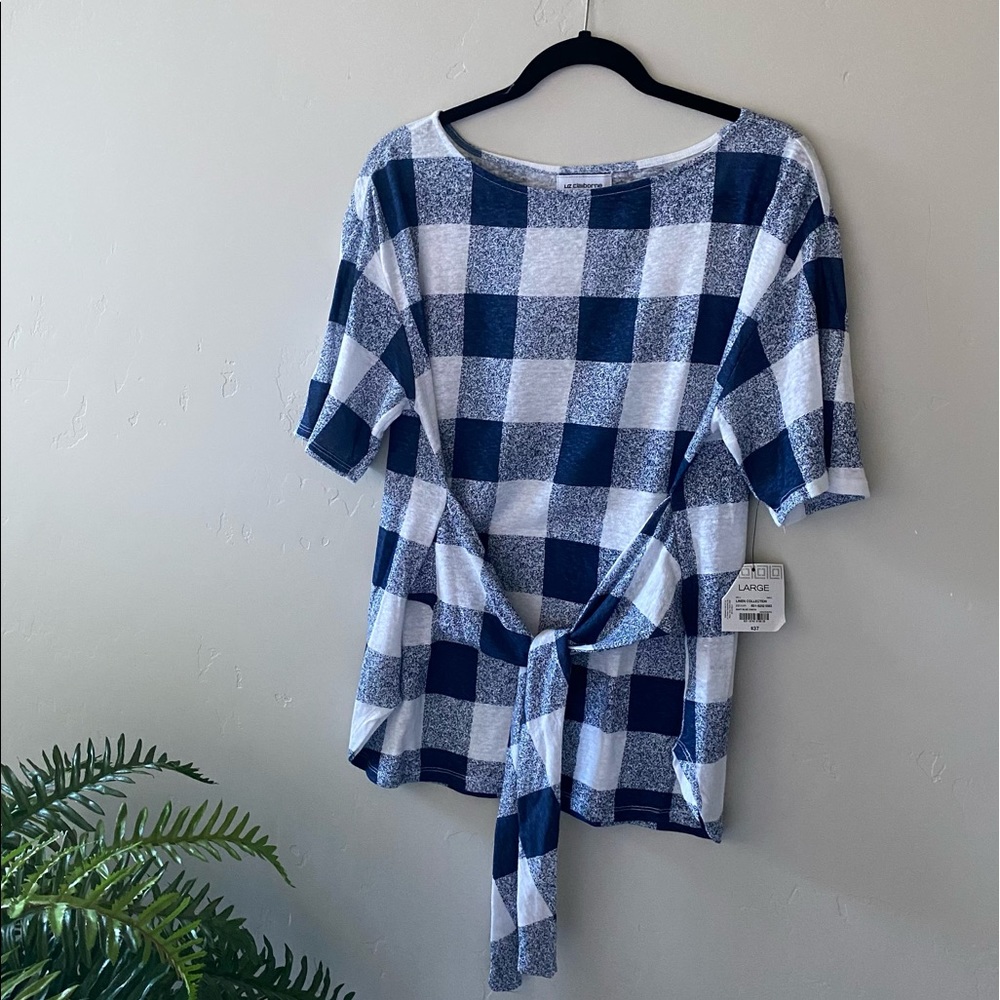 COPY - 3/$15 Checkered Tie Blouse